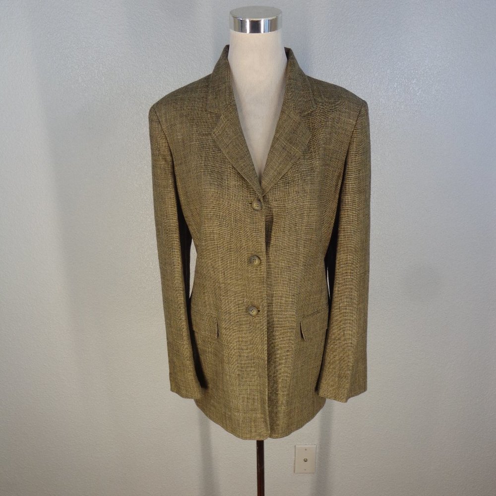 Jones New York Brown Tan Houndstooth Blazer